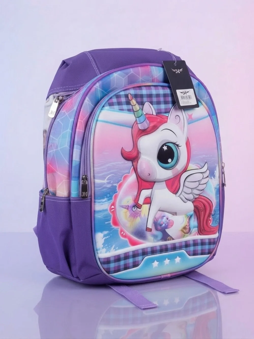 Kids Purple Unicorn Backpack - Cute Winged Unicorn Design